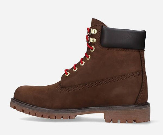 Timberland Womens 6 Inches Premium Waterproof Boot - Dark Brown with Red-4