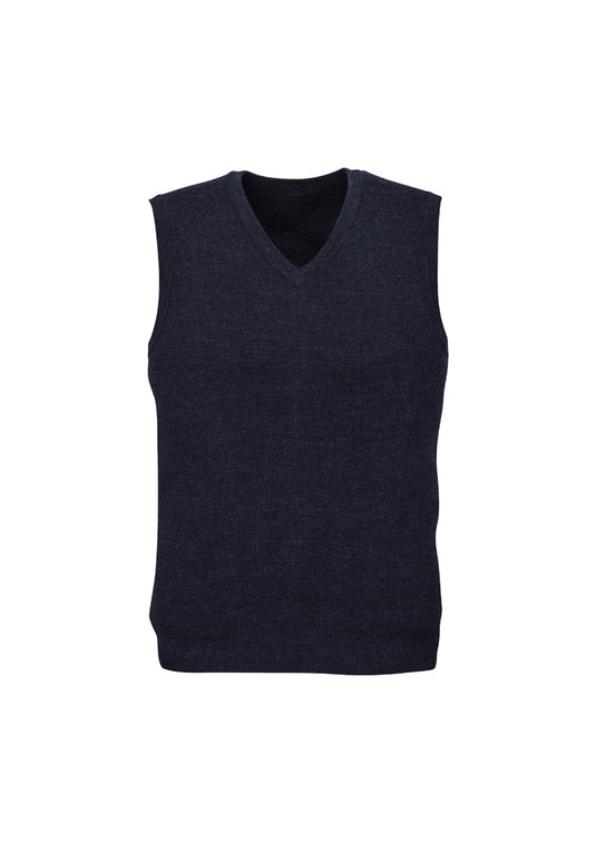 Mens Wool Blend V Neck Vest Sleeveless Double Knit-10