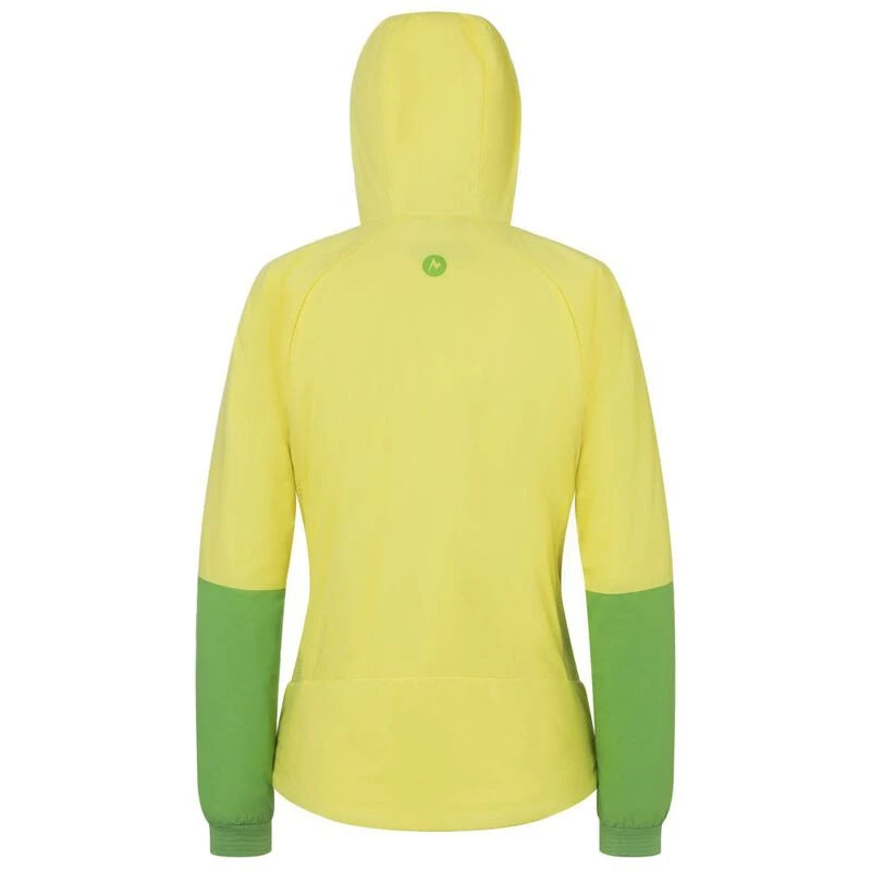 Load image into Gallery viewer, Marmot Women’s Novus LT Hybrid Hooded Jacket – Light Yellow/Kiwi
