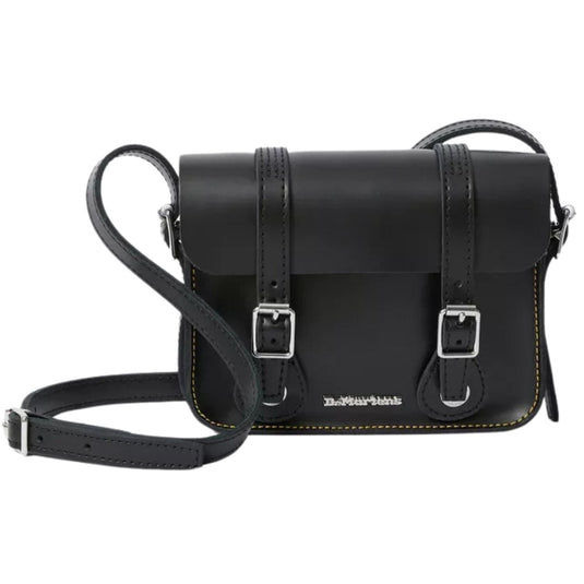 Dr. Martens 7 Inch Satchel Bag Leather Shoulder Crossbody Magnetic Buckle in Black Kiev-0