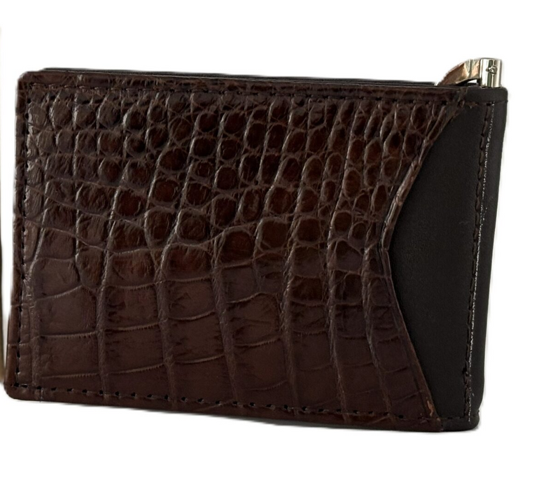 Load image into Gallery viewer, Mens Genuine Crocodile Skin Money Clip Leather Wallet in Brown (Made in Australia)-2
