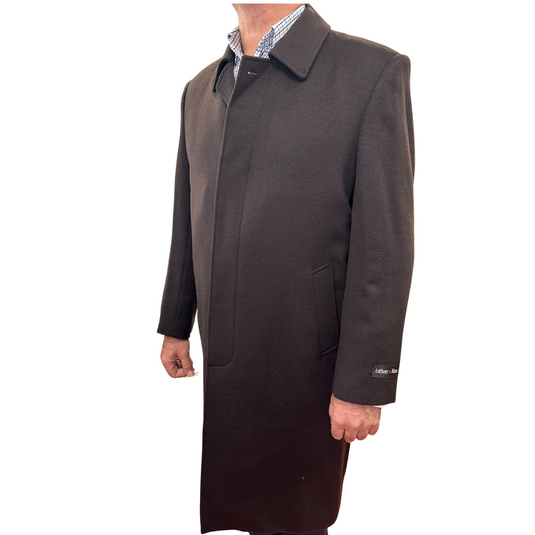 Anthony De Mano Lapel Trench Coat Jacket Winter Overcoat w/ Cashmere - Brown-1