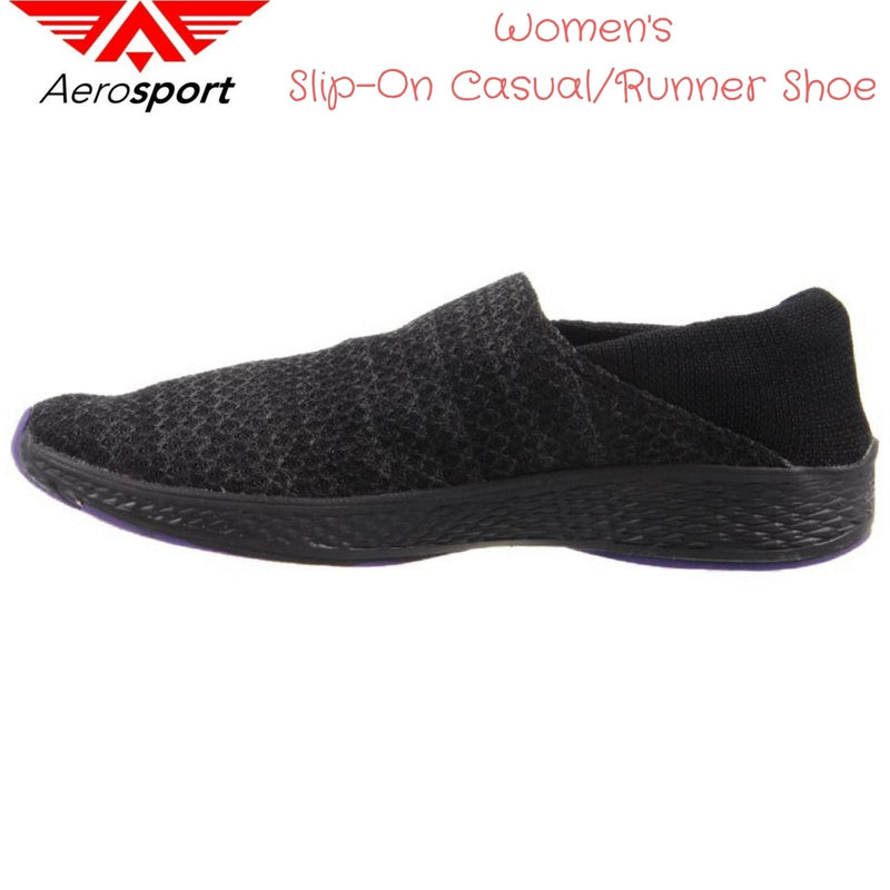 Load image into Gallery viewer, AEROSPORT Strive Womens Casual Runners Gym Shoes Knit Mesh Jogging in Black-1
