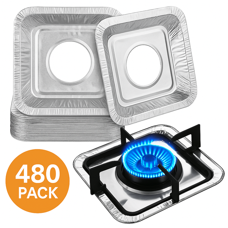 Load image into Gallery viewer, 480x Aluminium Disposable Foil Stove Burner Covers Bulk - Square-1
