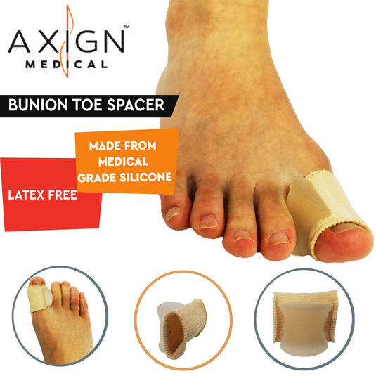 1 Pair Axign Medical Silicone Bunion Toe Spacer w Fit Sleeve Joint Pain Support-1