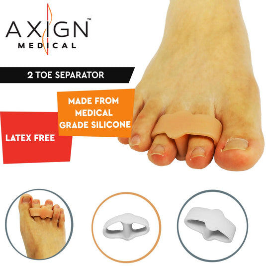 Axign 2 Toe Separator Silicone Bunion Spacer for Plantar Fasciitis - 1 Pair-1