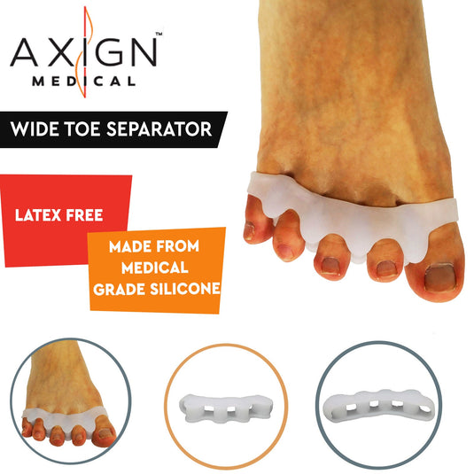 1 Pair Axign Wide 5 Toe Separator Medical Silicone Bunion Pain Relief Spacer-1