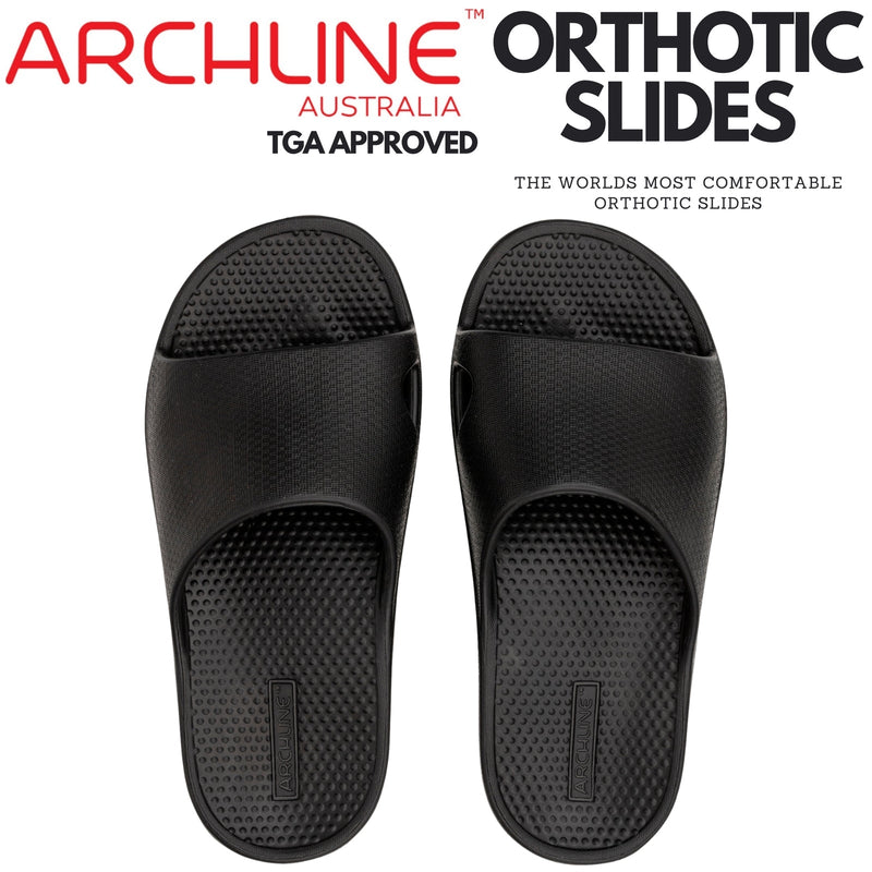 Load image into Gallery viewer, Archline Rebound Orthotic Slides Flip Flop Thongs Slip On Arch Support - Black-1
