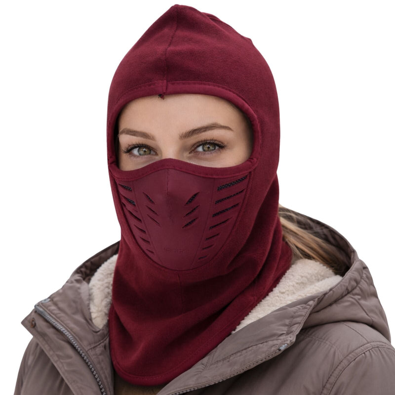 Load image into Gallery viewer, Thermal Fleece Balaclava Face Mask Windproof Ski Hood Neck Warmer - Burgundy-1
