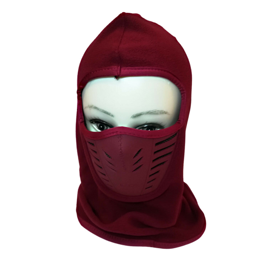 Thermal Fleece Balaclava Face Mask Windproof Ski Hood Neck Warmer - Burgundy-3