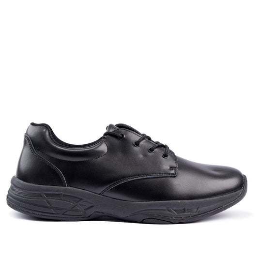 Alex Senior Leather Lace Up School Shoe - Black