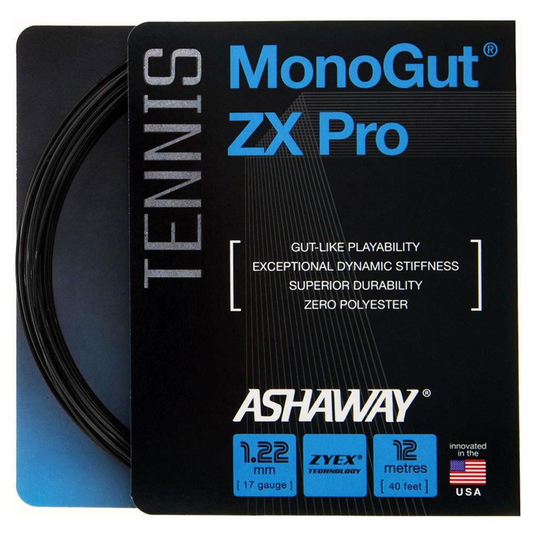 Ashaway MonoGut ZX Pro Tennis Racquet Strings - Black (1.22mm / 17 Gauge)-1