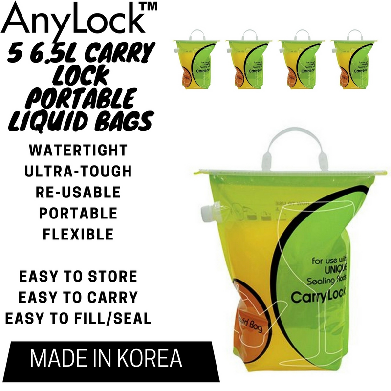 Load image into Gallery viewer, 5x 6.5L AnyLock CarryLock Portable Liquid Bag Fishing Water Storage Camping BULK-1
