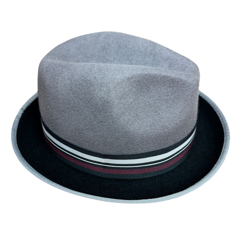 Load image into Gallery viewer, Mens 100% Lana Wool Trilby Fedora Hat in Grey/Black - One Size-4
