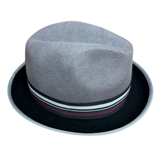 Mens 100% Lana Wool Trilby Fedora Hat in Grey/Black - One Size-4