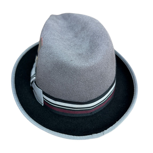 Mens 100% Lana Wool Trilby Fedora Hat in Grey/Black - One Size-3