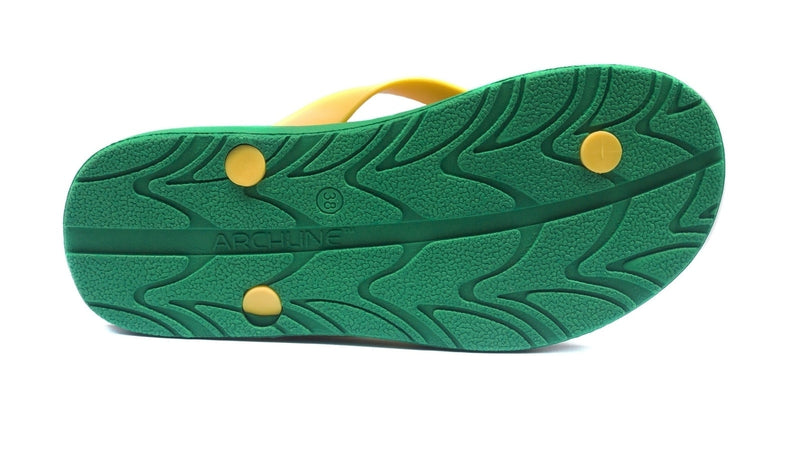 Load image into Gallery viewer, ARCHLINE Orthotic Thongs Arch Support Shoes Footwear Flip Flops Orthopedic - Green/Gold-3
