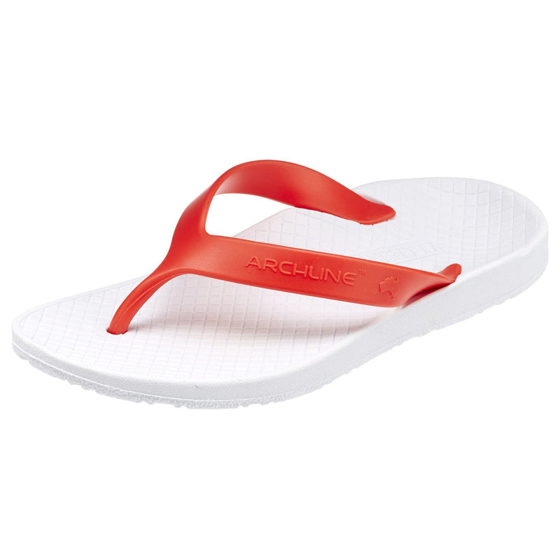 Load image into Gallery viewer, ARCHLINE Orthotic Thongs Arch Support Shoes Footwear Flip Flops Orthopedic - White/Red-0
