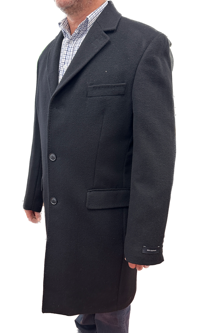 Load image into Gallery viewer, Austin Reed Lapel Trench Coat Jacket Winter Overcoat w/ Cashmere - Black-0

