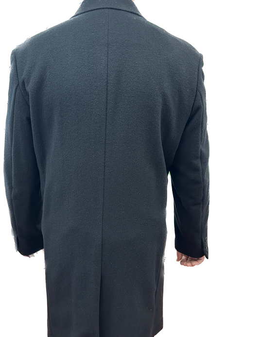 Austin Reed Lapel Trench Coat Jacket Winter Overcoat w/ Cashmere - Black-4
