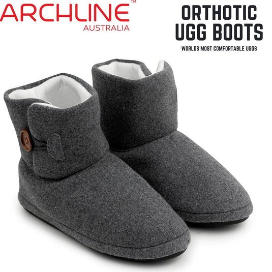 Archline Orthotic UGG Boots Slippers Arch Support Warm Orthopedic Shoes - Grey-1