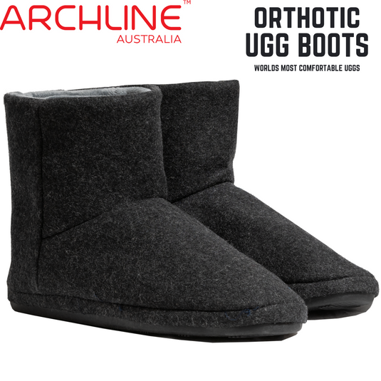 Archline Orthotic UGG Boots Slippers Arch Support Warm Orthopedic Shoes - Black-1