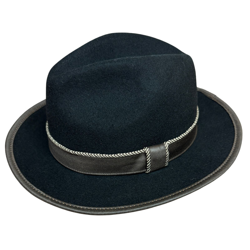 Load image into Gallery viewer, Mens 100% Lane Wool Fedora Hat in Black Size Large-0
