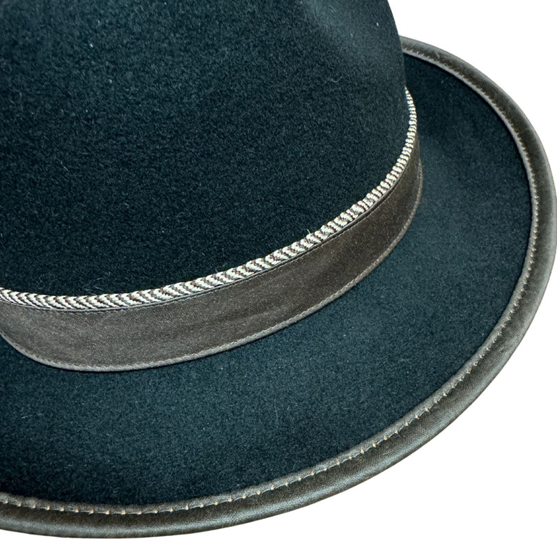 Load image into Gallery viewer, Mens 100% Lane Wool Fedora Hat in Black Size Large-3
