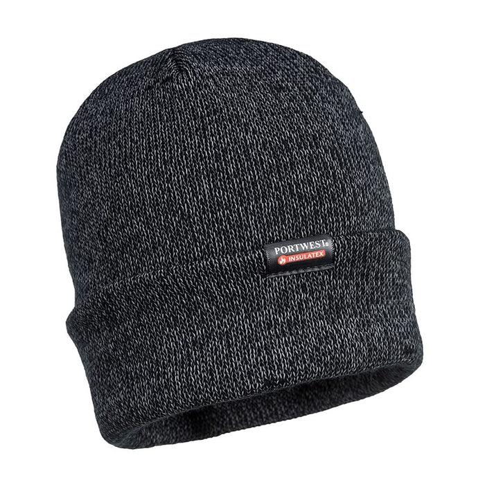 Portwest Reflective Knit Beanie Warm Winter Hi Vis High Visibility Workwear - Black-0