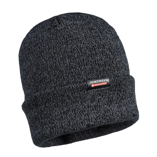 Portwest Reflective Knit Beanie Warm Winter Hi Vis High Visibility Workwear - Black-1