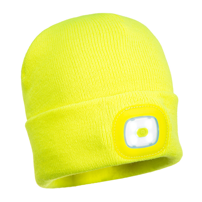 Load image into Gallery viewer, PORTWEST Beanie with LED Head Light USB Rechargeable Camping Cycling Workwear Hat - Hi Vis Yellow-0
