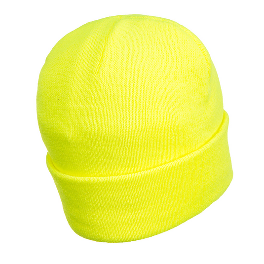 PORTWEST Beanie with LED Head Light USB Rechargeable Camping Cycling Workwear Hat - Hi Vis Yellow-2