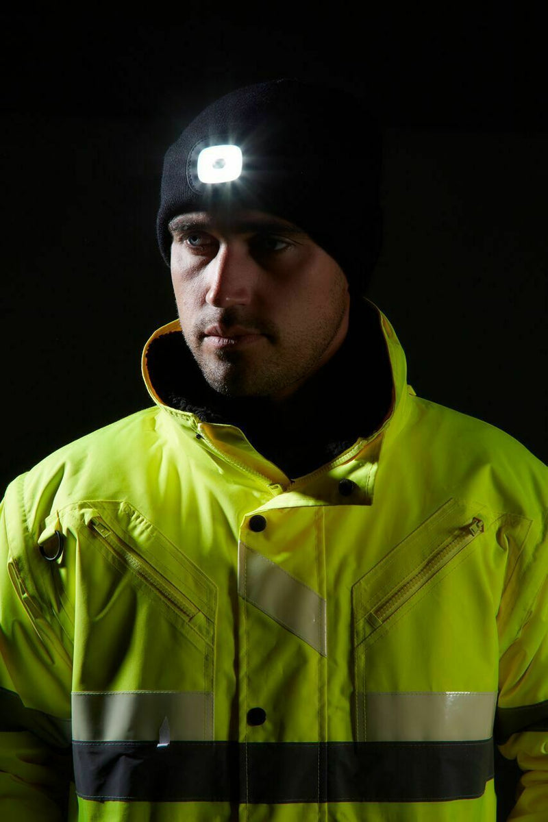 Load image into Gallery viewer, PORTWEST Beanie with LED Head Light USB Rechargeable Camping Cycling Workwear Hat-2
