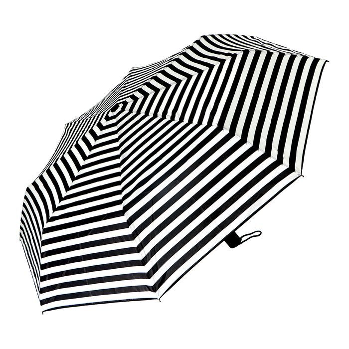 Load image into Gallery viewer, 6x Brellerz Wind Resistant 8 Rib Basic Folding Compact Umbrella in Black/White Stripe-0
