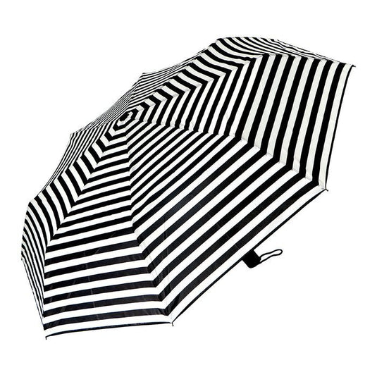 6x Brellerz Wind Resistant 8 Rib Basic Folding Compact Umbrella in Black/White Stripe-0