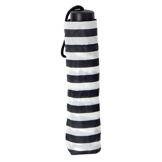 6x Brellerz Wind Resistant 8 Rib Basic Folding Compact Umbrella in Black/White Stripe-3