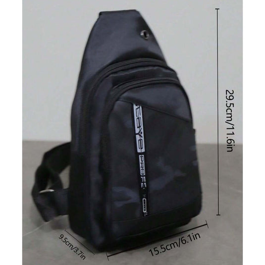 Mens Crossbody Sling Casual Chest Bag in Black-3
