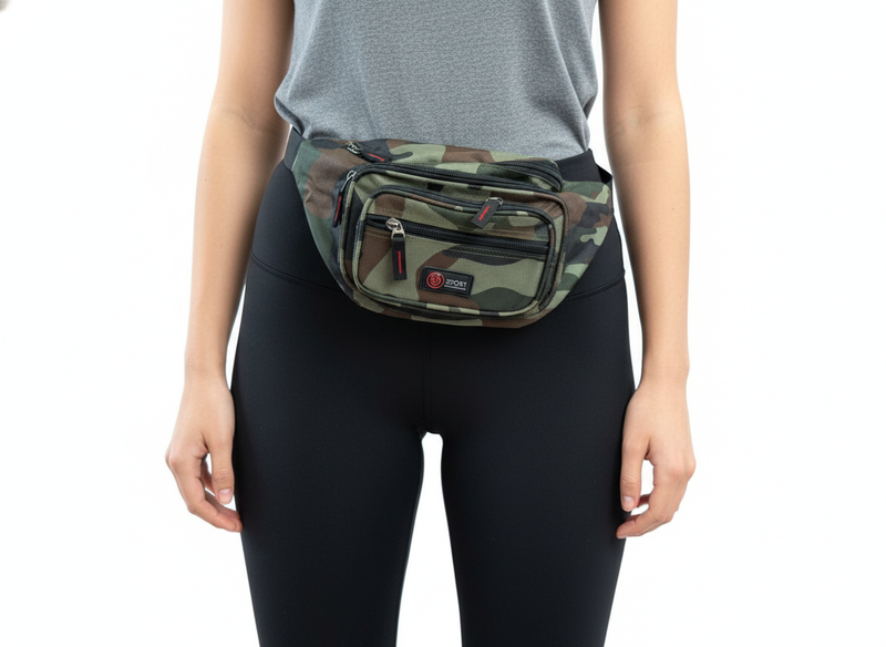 Load image into Gallery viewer, Canvas CAMO BUM BAG Camouflage Waist Travel Belt Wallet Money Security Zips-2
