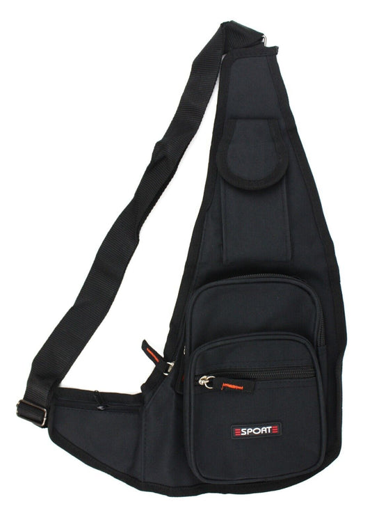 Black Crossbody Bag Sling Shoulder Bag Chest Travel Sport Backpack Pack-1