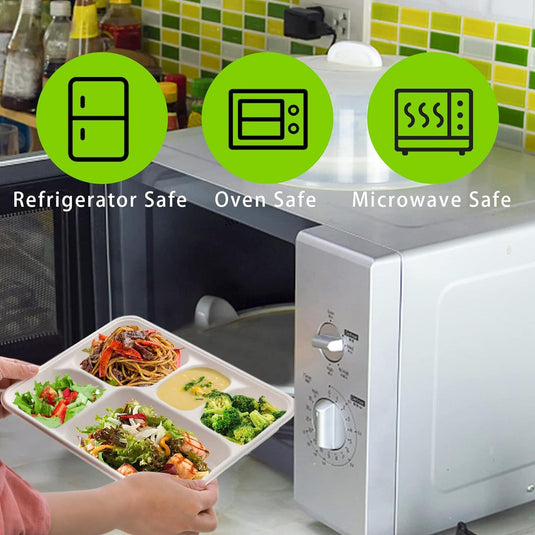240pcs Sugarcane Bagasse 5 Deep Compartment Lunch Paper Tray Plates 28x22cm Bulk-2