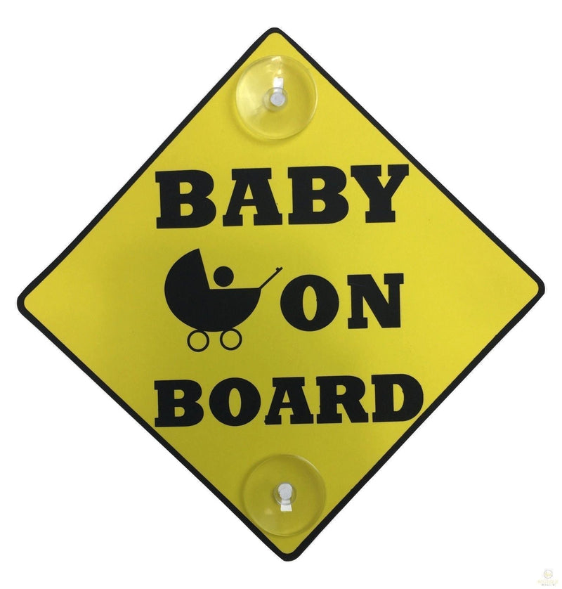 Load image into Gallery viewer, BABY ON BOARD PLATE Stay-Put Suction Disk Car Window Display Sign-0
