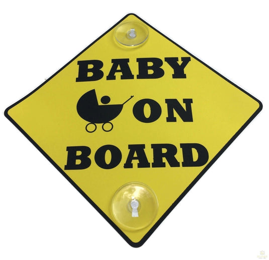 BABY ON BOARD PLATE Stay-Put Suction Disk Car Window Display Sign-1