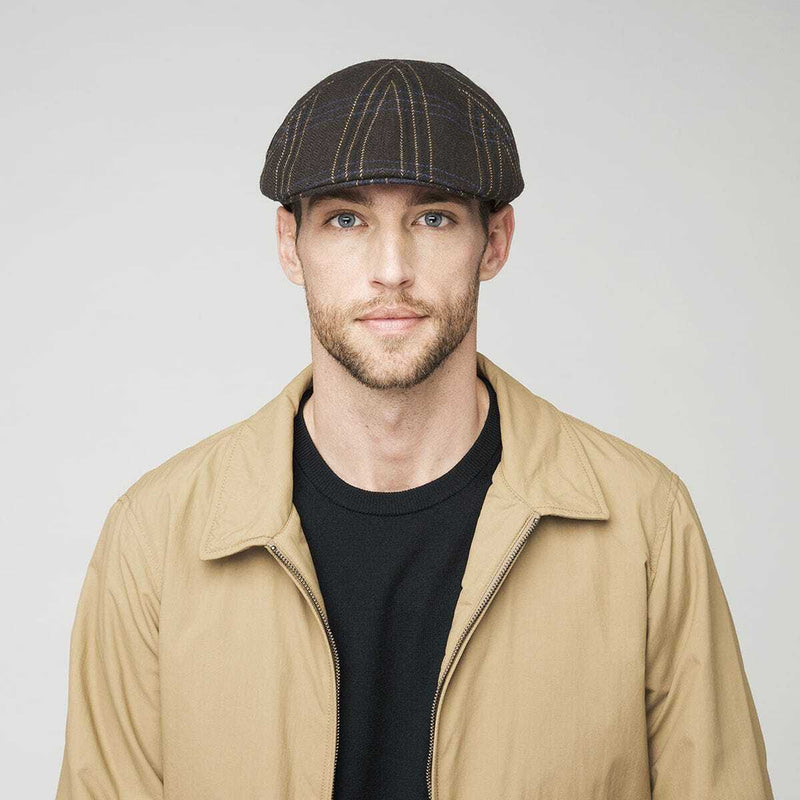 Load image into Gallery viewer, Bailey Mens Tress Pub Cap Flat Hat Fit for Autumn/Winter Season - Brown Stripe-4
