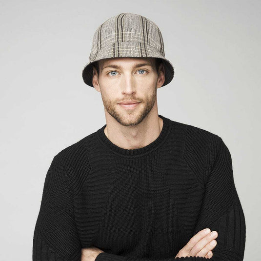 Bailey Mens Kensett Bucket Hat Water-Repellent For Autumn/Winter - Black Stripe-3
