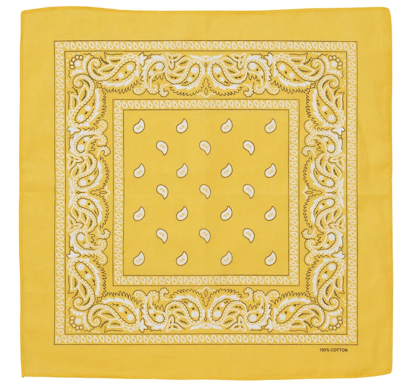 Load image into Gallery viewer, BANDANA Paisley 100% COTTON Head Wrap Durag Bandanna Summer Biker Scarf Mask - Yellow-0

