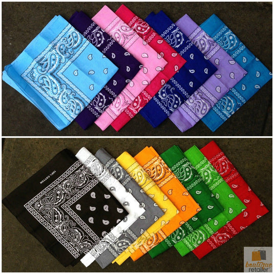 BANDANA Paisley 100% COTTON Head Wrap Durag Bandanna Summer Biker Scarf Mask-2