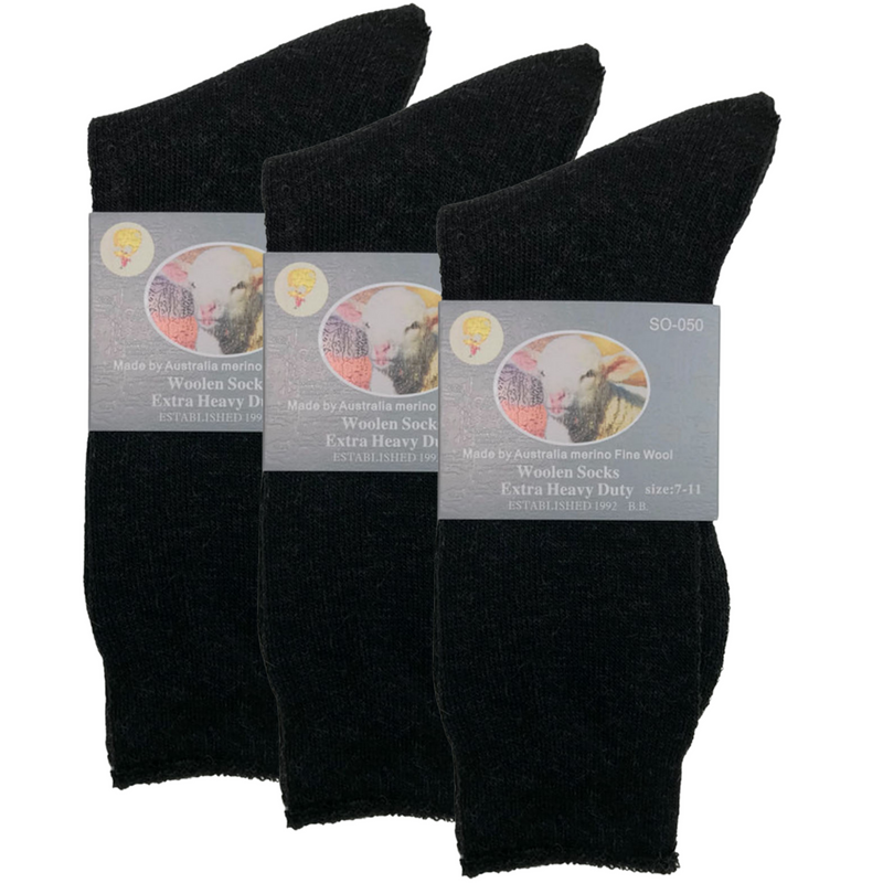 Load image into Gallery viewer, 3 Pairs Merino Wool Blend Woolen Work Socks Hiking Heavy Duty Warm Thermal-4
