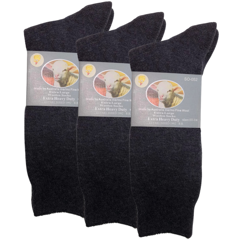 Load image into Gallery viewer, 3 Pairs Merino Wool Blend Woolen Work Socks Hiking Heavy Duty Warm Thermal-5
