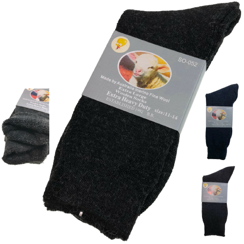 Load image into Gallery viewer, 3 Pairs Merino Wool Blend Woolen Work Socks Hiking Heavy Duty Warm Thermal-0
