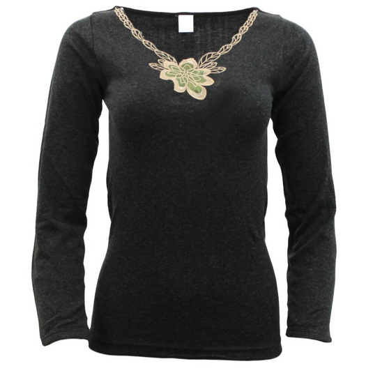 Ladies Merino Wool Blend Long Sleeve Thermal Spencer Top Thermals Underwear-15